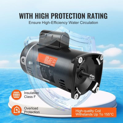 VEVOR 0.75 HP Pool Pump Motor, 56J Frame, 115V(8 Amps)/230V(4 Amps) 3450 RPM, 60Hz, 1.5 Service Factor, 80μF/250V Capacitor,