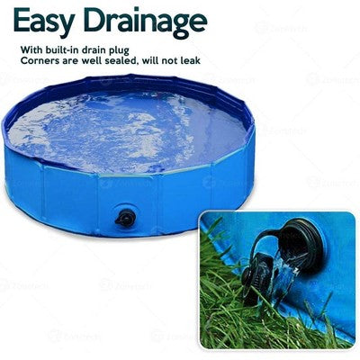  Zone Tech Foldable Pet Swimming Pool 38 Inch Blue Pet Pool With Drain Easy To Store Leakproof Tub For Indoor & Outdoor Great For Both Kids And Pets