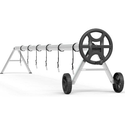  Heavy-Duty Aluminum Pool Cover Reel System, Rust-Resistant Frame With Upgraded Bearings, Designed For Inground Pools, Easy Rolling Operation