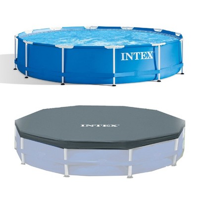  Intex 12 Foot X 30 In. Above Ground Pool & Intex 12 Foot Round Pool Cover