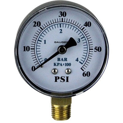  Pool Central Side Mount Plastic Cover Pressure Gauge 0-60 PSI 3.25" - Black/White