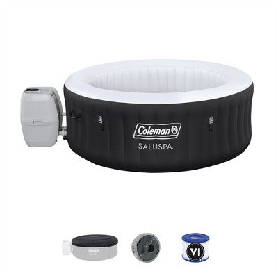  Bestway Coleman Miami AirJet Inflatable Hot Tub With EnergySense Cover And 2-Pack Of SaluSpa Underwater Non-Slip Spa Seat With Adjustable Legs