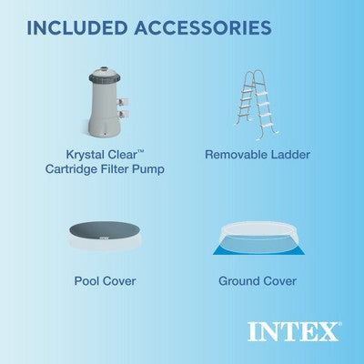  Intex 15ft X 48in Easy Set Above Ground Inflatable Pool W/ Pump And Solar Cover