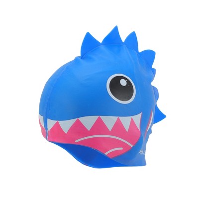  Unique Bargains Kid's Silicone Cartoon Shark Tooth Swim Cap 1 Pc