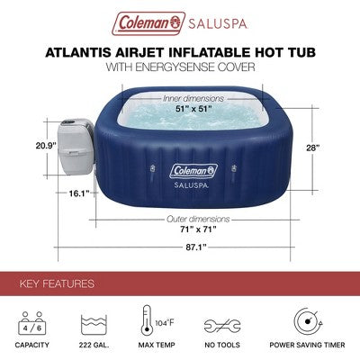  Bestway Coleman Hawaii AirJet Hot Tub + Bestway SaluSpa Underwater Non Slip Pool And Spa Seat With Adjustable Legs, Gray (2 Pack)