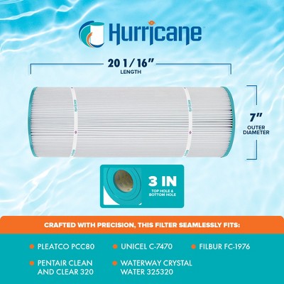  Hurricane 12 Pack HF7470-04 Advanced Pool Filter Cartridge Replacement For PCC80, Unicel C-7470, Filbur FC-1976, Pentair Clean & Clear 320
