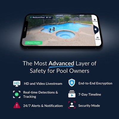  PoolScout: Wireless Pool Security Camera, Battery & Solar, Drowning Alarm