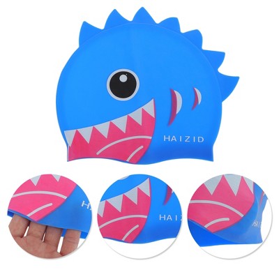  Unique Bargains Kid's Silicone Cartoon Shark Tooth Swim Cap 1 Pc