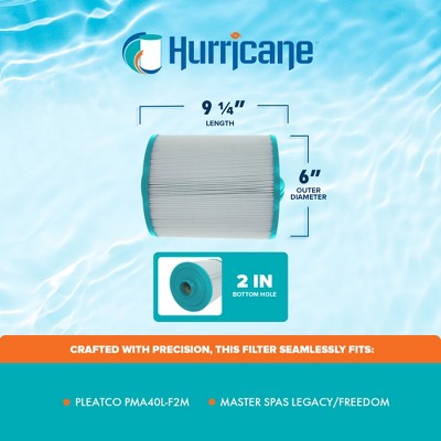  Hurricane 2 Pack HF-MAS09-01 Advanced Pool And Spa Filter Cartridge Replacement For PMA40L-F2M Master Spas Legacy / Freedom, White