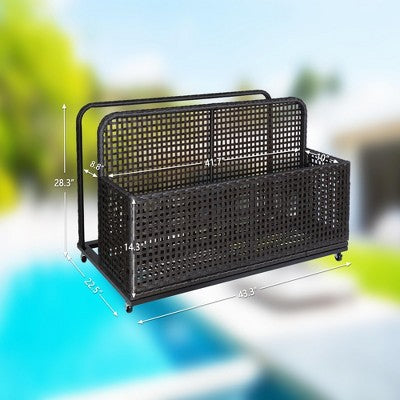  Poolside Rattan Storage Box With Rolling Wheels | 43.3" L X 22.5" W X 28.7" H | Versatile For Poolsides