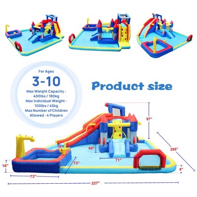  NAYSAYE Above Ground Pool Inflatable Water Park Slide Bounce House Multi Activity For Garden Fun, Multicolor, 17.9"*17.70"*33.40"