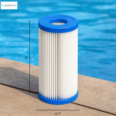  Nispira Pool Filter Replacement For Bestway Flowclear Type III Cartridge Pool Filter Pump 58012E 1000-1500 Gal. | Pack Of 8