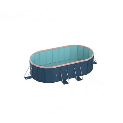  NAYSAYE Above Ground Pool PVC Folding Pool Strong Build Easy Setup For Outdoor Patio Garden Use, Blue And Gray, 80.71"*61.81"*19.69"