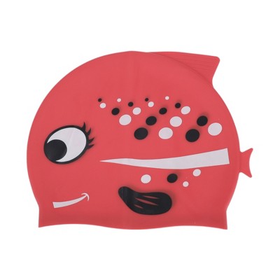  Unique Bargains Kid's Silicone Polka Dot Fish Swim Cap 1 Pc