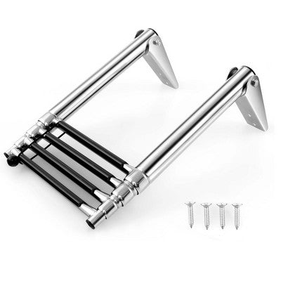  Costway 4-Step Telescoping Boat Ladder Folding Dock Ladder With Non-slip Steps