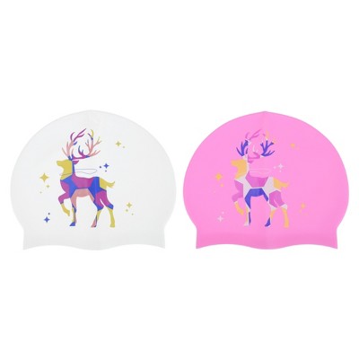  Unique Bargains Durable Silicone Waterproof Swim Cap 2 Pcs
