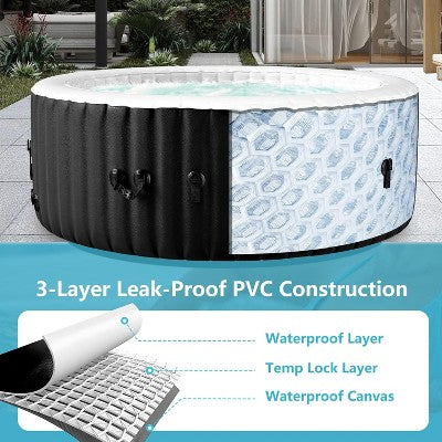  DoCred Inflatable Hot Tub With Air Jets, Heater Pump & Insulated Cover – Available In 2–4 Or 4–6 Person Sizes, Round Or Square Design