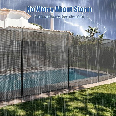  Temporary Pool Safety Fence – No-Drill Plastic Mesh Barrier For Inground/Above Ground Pools, Removable With Stainless Steel Legs