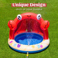  Joyfy Inflatable Sprinkler, Kiddie Swimming Pool, Crab Inflatable Splash Pool With Canopy And Sprinkler, Toddler Outdoor Summer Water Pool Toys