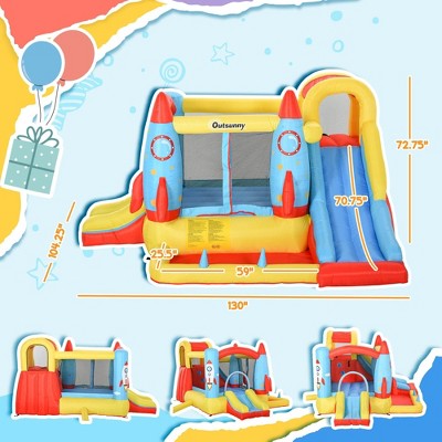  NAYSAYE Above Ground Pool Inflatable Water Slide Bounce House Multi Activity For Kids Outdoor Use, Multicolor, 130.00"*104.30"*72.80"