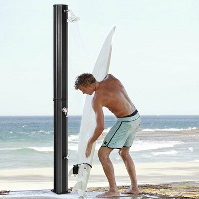  Costway 9.3 Gallon Outdoor Solar Heating Shower 7.2Ft Adjustable Shower Head W/Base