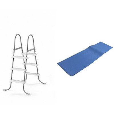  Intex Above Ground Steel Frame Pool Ladder 42-Inch + Protective Pool Ladder Mat
