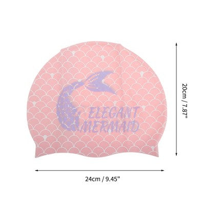  Unique Bargains Silicone Waterproof Fish Tail Swim Cap Pink Purple 1 Pc