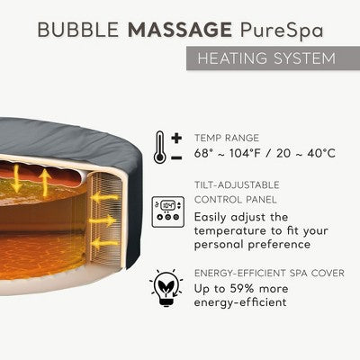  INTEX 28427EP PureSpa Bubble Massage Spa Set: Includes Energy Efficient Spa Cover – 140 Bubble Jets – 6 Person Capacity – 85" X 28"