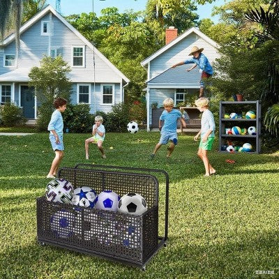  Waterproof Wicker Pool Float Storage Basket With Rolling Wheels, Large Outdoor Organizer, Patio Deck Box For Backyard And Poolside Use