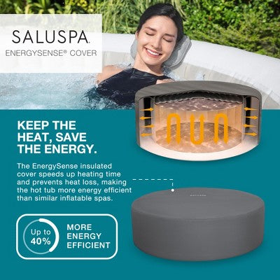  Bestway SaluSpa Honolulu AirJet Large Round 4 To 6 Person Inflatable Hot Tub Portable Outdoor Spa With 140 AirJets And EnergySense Cover