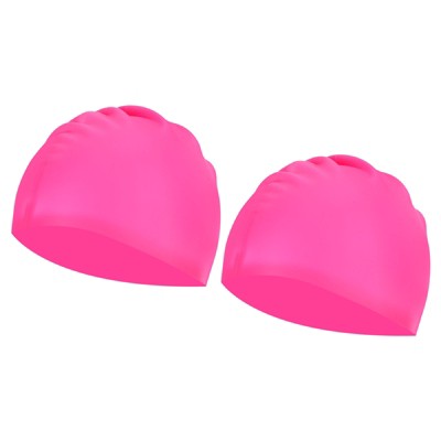  Unique Bargains Silicone Waterproof Non-Slip High-Stretch Swim Caps 2 Pcs