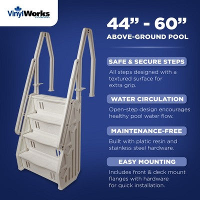  Vinyl Works IN Deluxe 32 Inch Adjustable In Step Above Ground Pool Ladder