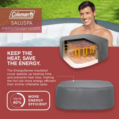  Bestway Coleman Hawaii AirJet Inflatable Hot Tub With EnergySense Cover, Grey + Bestway Spa Seat + 2 Bestway Headrest Pillows