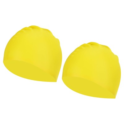  Unique Bargains Silicone Waterproof Non-Slip High-Stretch Swim Caps 2 Pcs