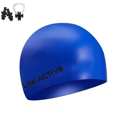  Link Active Adult Silicone Swim Cap Durable Comfortable BONUS EAR & NOSE PLUGS INCLUDED!!!