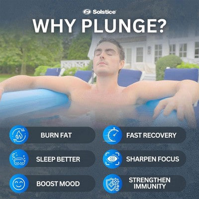  Solstice Plunge 100 Gallon 2 Person Inflatable Insulated Athlete Cold Plunge Ice Bath Tub With Lid, Handles, Pump, And Carrying Bag, White/Blue