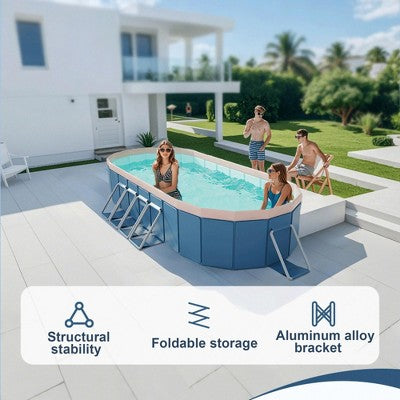  NAYSAYE Above Ground Pool PVC Folding Pool Strong Build Easy Setup For Outdoor Patio Garden Use, Blue And Gray, 118.11"*86.61"*19.69"