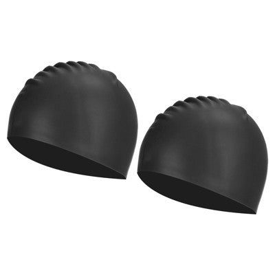  Unique Bargains Silicone Waterproof Non-Slip High-Stretch Swim Caps 2 Pcs