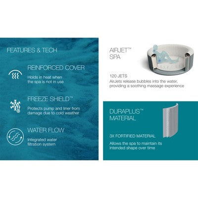  Bestway SaluSpa Cancun AirJet Inflatable Hot Tub With 120 Soothing Jets + Bestway SaluSpa Underwater Non Slip Pool And Spa Seat With Adjustable Legs
