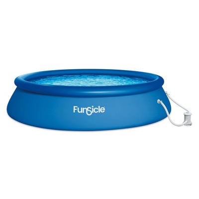  Funsicle 36 Inch SureStep 3-Stair Swimming Pool Ladder With 15' X 36" QuickSet Ring Top Above Ground Swimming Pool, Dark Triple Basketweave