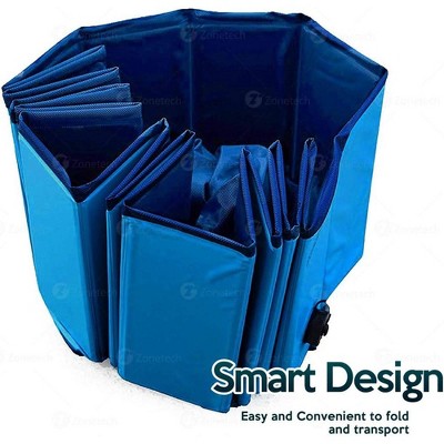  Zone Tech Foldable Pet Swimming Pool 38 Inch Blue Pet Pool With Drain Easy To Store Leakproof Tub For Indoor & Outdoor Great For Both Kids And Pets