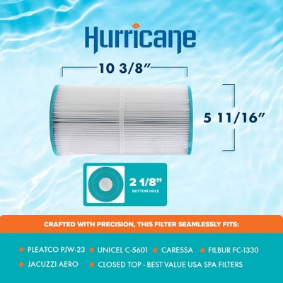  Hurricane HF5601-01 Advanced Spa Filter Cartridge Replacement For PJW-23, Unicel C-5601, Filbur FC-1330, Aero, Caressa, Closed Top