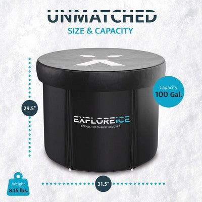  Explore Ice Bath Pro Max XL Cold Water Therapy Portable Bathtub For Athletes, Inflatable Cold Plunge Tub Barrel Bath Tub With Lid, 2 Pack, Black