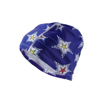  Unique Bargains Polyester Large Stars Pattern Swim Cap 5.91"x9.25" Blue White 1 Pc