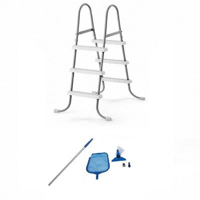 Intex Above Ground Steel Frame Pool Ladder & Intex Cleaning Maintenance Pool Kit