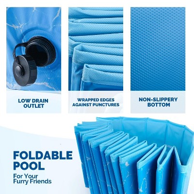 All For Paws Allforpaws Foldable Dog Pool, Dog Swimming Pool For Outdoor Summer , Blue