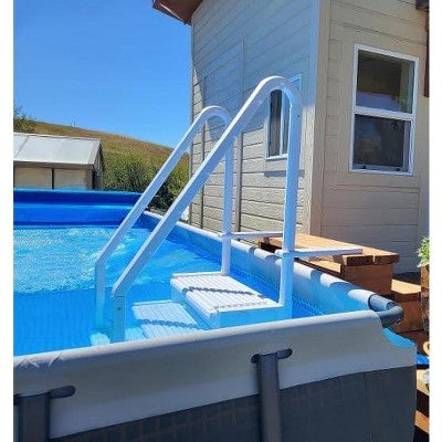  Poolzilla 32" Wide Above Ground Step Ladder With Handrails | 48-54" Deep Pools