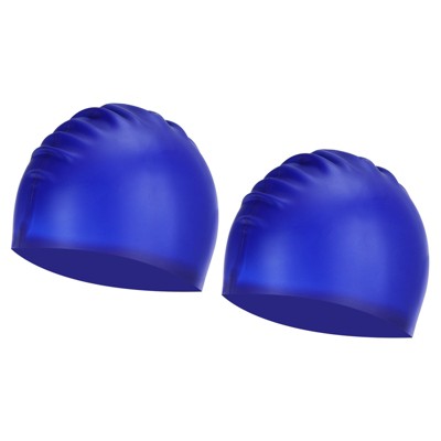  Unique Bargains Silicone Waterproof Non-Slip High-Stretch Swim Caps 2 Pcs