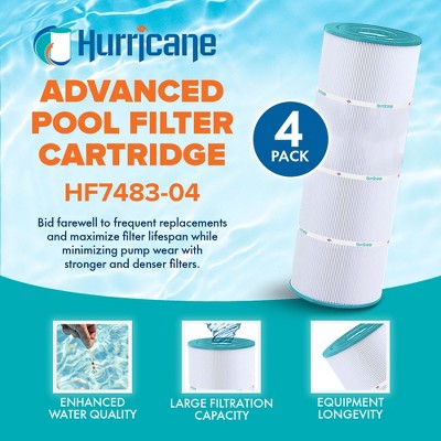  Hurricane 12 Pack HF7483-04 Advanced Pool Filter Cartridge For PA81-4-M, Unicel C-7483, Filbur FC-1225, SwimClear, Super-Star-Clear