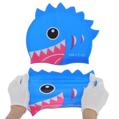  Unique Bargains Kid's Silicone Cartoon Shark Tooth Swim Cap 1 Pc